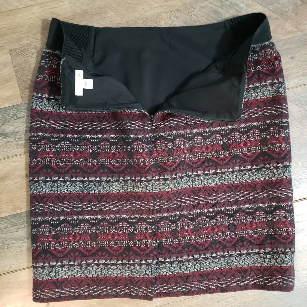 J. Jill Striped‎ Aztec Tribal Straight Zipper Textured Pencil Midi Skirt